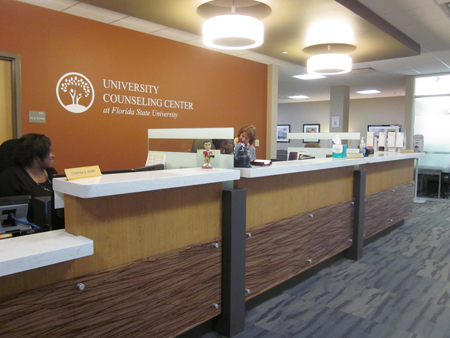 The front desk at the University Counseling Center